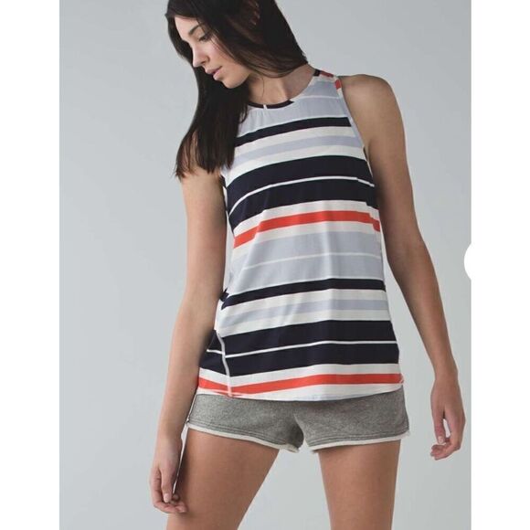 Lululemon All Tied Up Tank Beach Blanket Stripe Size M Pima cotton - Picture 1 of 7